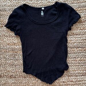 Me to We Black Ribbed Knit Top